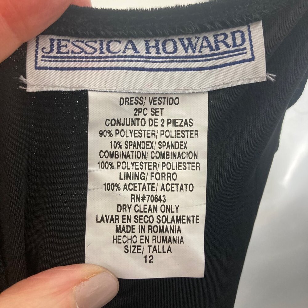 Vintage Jessica Howard Maxi Dress 12 Black Velvet Top Red Skirt Witchy Goth - Picture 6 of 10